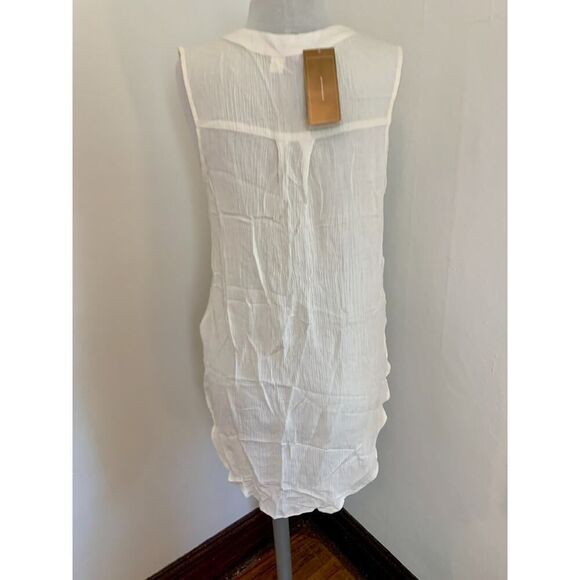 Francescas Boho Crinkle Wrap Twist Linen Summer Crm Tank Tunic Top NWT Crinkle - Picture 6 of 13